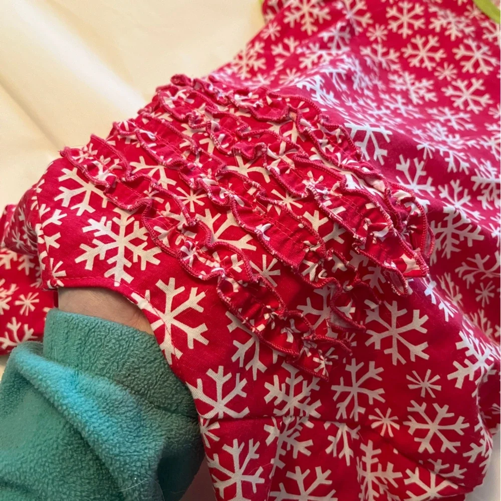 5/$25 Red Snowflake Ruffle Butt Dog Pet Matching Jammies